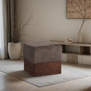  Meridian Havre Brown Velour Fur Fabric Upholstered Ottoman IMAGE 2