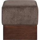  Meridian Havre Brown Velour Fur Fabric Upholstered Ottoman IMAGE 3