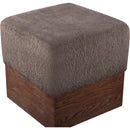  Meridian Havre Brown Velour Fur Fabric Upholstered Ottoman IMAGE 4