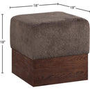  Meridian Havre Brown Velour Fur Fabric Upholstered Ottoman IMAGE 6