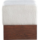  Meridian Havre Cream Velour Fur Fabric Upholstered Ottoman IMAGE 3
