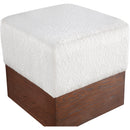  Meridian Havre Cream Velour Fur Fabric Upholstered Ottoman IMAGE 4