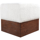  Meridian Havre Cream Velour Fur Fabric Upholstered Ottoman IMAGE 5