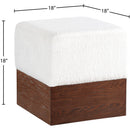  Meridian Havre Cream Velour Fur Fabric Upholstered Ottoman IMAGE 6