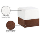  Meridian Havre Cream Velour Fur Fabric Upholstered Ottoman IMAGE 7