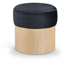  Meridian Nimes Black Velour Fur Fabric Upholstered Ottoman IMAGE 1