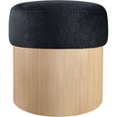  Meridian Nimes Black Velour Fur Fabric Upholstered Ottoman IMAGE 3