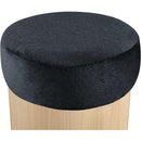  Meridian Nimes Black Velour Fur Fabric Upholstered Ottoman IMAGE 4