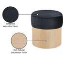  Meridian Nimes Black Velour Fur Fabric Upholstered Ottoman IMAGE 6