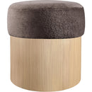 Meridian Nimes Brown Velour Fur Fabric Upholstered Ottoman IMAGE 3