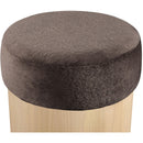  Meridian Nimes Brown Velour Fur Fabric Upholstered Ottoman IMAGE 4