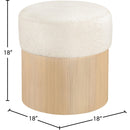  Meridian Nimes Cream Velour Fur Fabric Upholstered Ottoman IMAGE 5