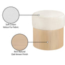  Meridian Nimes Cream Velour Fur Fabric Upholstered Ottoman IMAGE 6