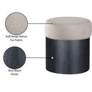  Meridian Nimes Beige Velour Fur Fabric Upholstered Ottoman IMAGE 7