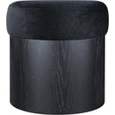  Meridian Nimes Black Velour Fur Fabric Upholstered Ottoman IMAGE 3