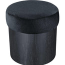  Meridian Nimes Black Velour Fur Fabric Upholstered Ottoman IMAGE 4