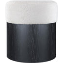  Meridian Nimes Cream Velour Fur Fabric Upholstered Ottoman IMAGE 3