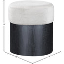  Meridian Nimes Cream Velour Fur Fabric Upholstered Ottoman IMAGE 6