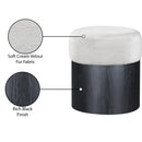  Meridian Nimes Cream Velour Fur Fabric Upholstered Ottoman IMAGE 7