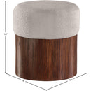 Meridian Nimes Beige Velour Fur Fabric Upholstered Ottoman IMAGE 6