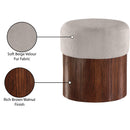  Meridian Nimes Beige Velour Fur Fabric Upholstered Ottoman IMAGE 7