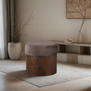  Meridian Nimes Brown Velour Fur Fabric Upholstered Ottoman IMAGE 2