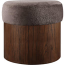  Meridian Nimes Brown Velour Fur Fabric Upholstered Ottoman IMAGE 3
