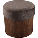  Meridian Nimes Brown Velour Fur Fabric Upholstered Ottoman IMAGE 4