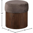  Meridian Nimes Brown Velour Fur Fabric Upholstered Ottoman IMAGE 6