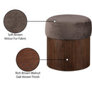  Meridian Nimes Brown Velour Fur Fabric Upholstered Ottoman IMAGE 7