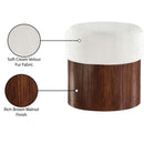  Meridian Nimes Cream Velour Fur Fabric Upholstered Ottoman IMAGE 7