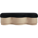  Meridian Savoy Black Velour Fur Fabric Upholstered Bench IMAGE 3