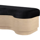  Meridian Savoy Black Velour Fur Fabric Upholstered Bench IMAGE 5