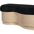  Meridian Savoy Black Velour Fur Fabric Upholstered Bench IMAGE 6