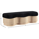 Meridian Savoy Black Velour Fur Fabric Upholstered Bench IMAGE 8