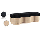  Meridian Savoy Black Velour Fur Fabric Upholstered Bench IMAGE 9