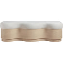  Meridian Savoy Cream Velour Fur Fabric Upholstered Bench IMAGE 3