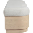  Meridian Savoy Cream Velour Fur Fabric Upholstered Bench IMAGE 4