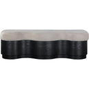  Meridian Savoy Beige Velour Fur Fabric Upholstered Bench IMAGE 3