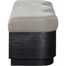  Meridian Savoy Beige Velour Fur Fabric Upholstered Bench IMAGE 4