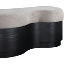  Meridian Savoy Beige Velour Fur Fabric Upholstered Bench IMAGE 5