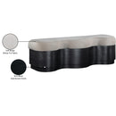  Meridian Savoy Beige Velour Fur Fabric Upholstered Bench IMAGE 9