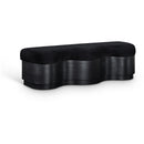  Meridian Savoy Black Velour Fur Fabric Upholstered Bench IMAGE 1
