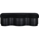  Meridian Savoy Black Velour Fur Fabric Upholstered Bench IMAGE 3