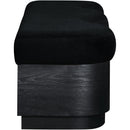  Meridian Savoy Black Velour Fur Fabric Upholstered Bench IMAGE 4