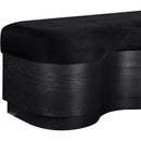  Meridian Savoy Black Velour Fur Fabric Upholstered Bench IMAGE 6
