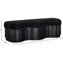  Meridian Savoy Black Velour Fur Fabric Upholstered Bench IMAGE 8