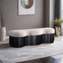  Meridian Savoy Cream Velour Fur Fabric Upholstered Bench IMAGE 2