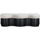  Meridian Savoy Cream Velour Fur Fabric Upholstered Bench IMAGE 3