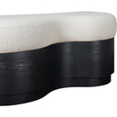 Meridian Savoy Cream Velour Fur Fabric Upholstered Bench IMAGE 5